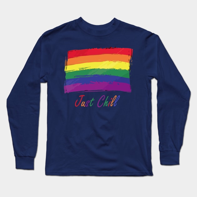 Rainbow - Just Chill Long Sleeve T-Shirt by Tokoku Design